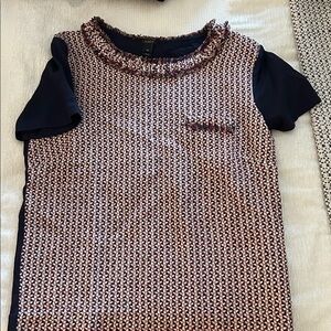 J. Crew Navy Tweed Short Sleeve Top